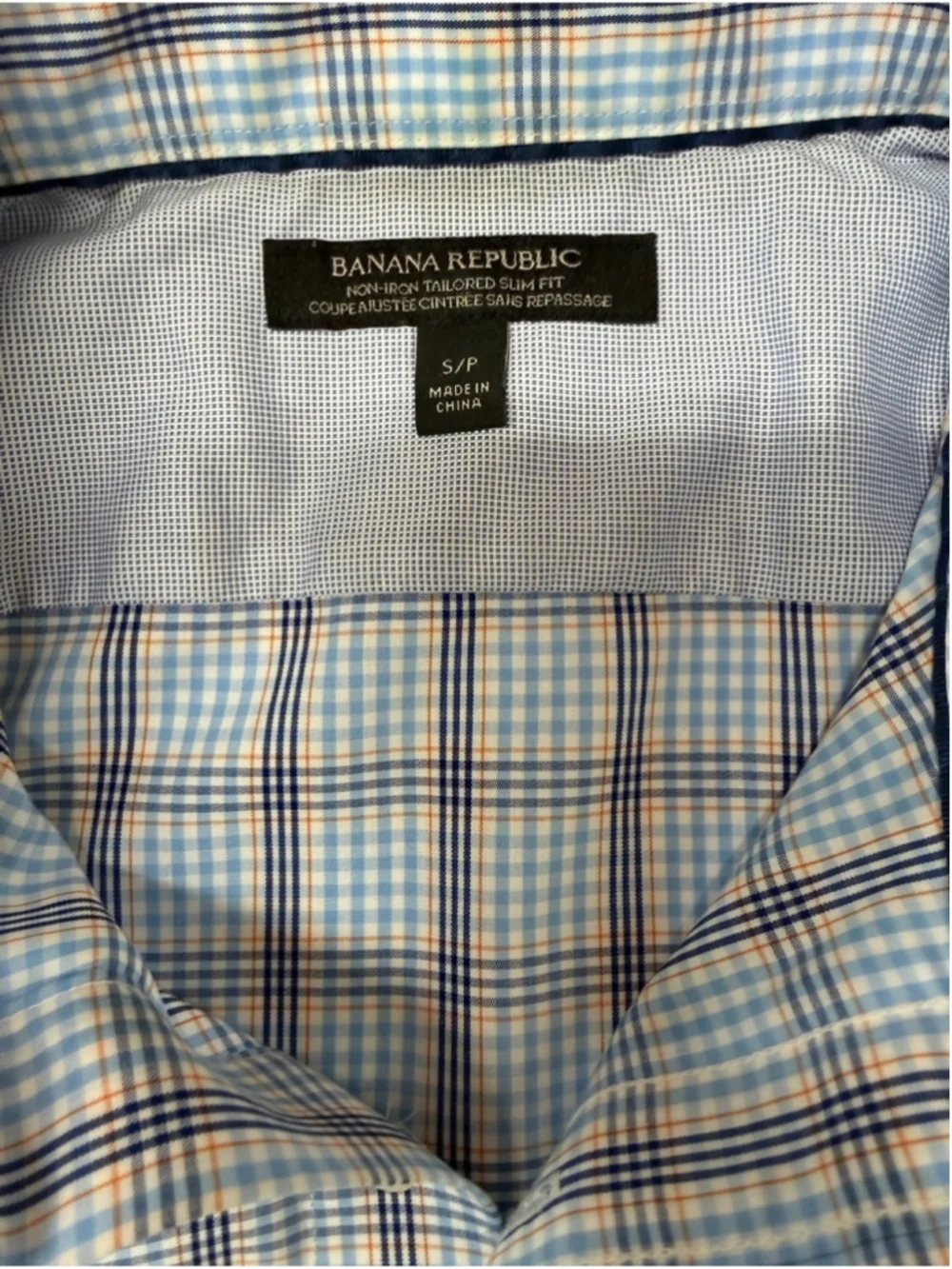 Banana Republic Men Blue Plaid Long Sleeve Button cotton Sm Shirt Slime Fit 1803